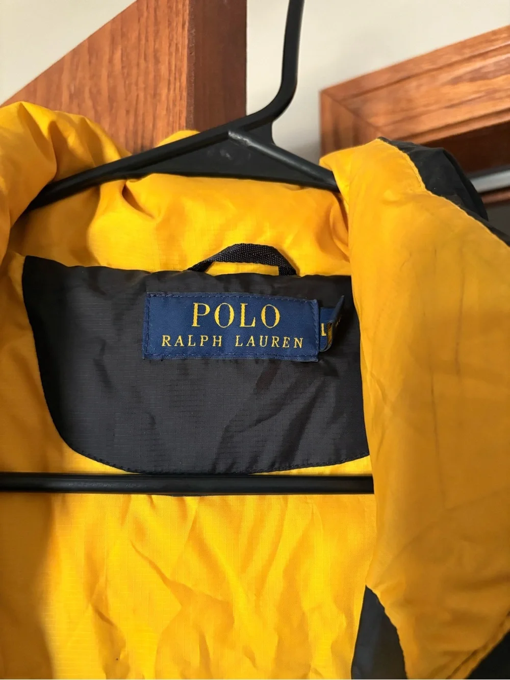 Ralph Lauren Black Puffer Jacket with Yellow Lining